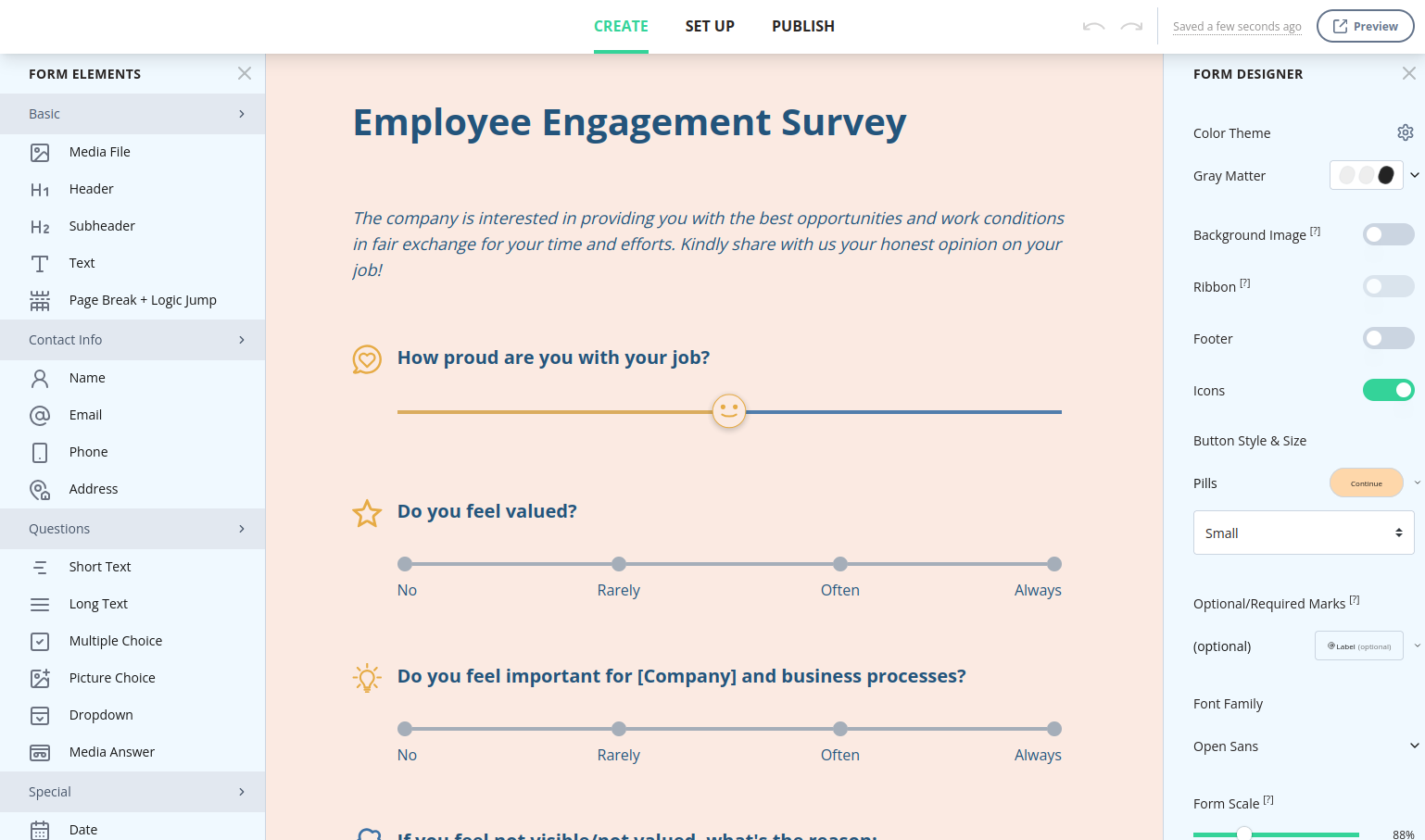 AidaForm Builder Screen