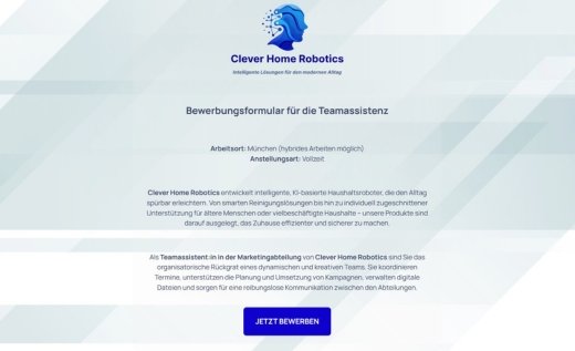 Bewerbungsformular Teamassistenz
