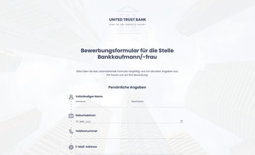 Bewerbungsformular Bankkaufmann