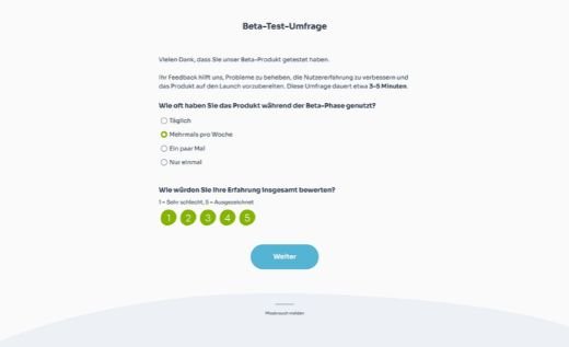 Beta-Test-Umfrage