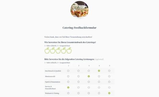 Catering-Feedbackformular