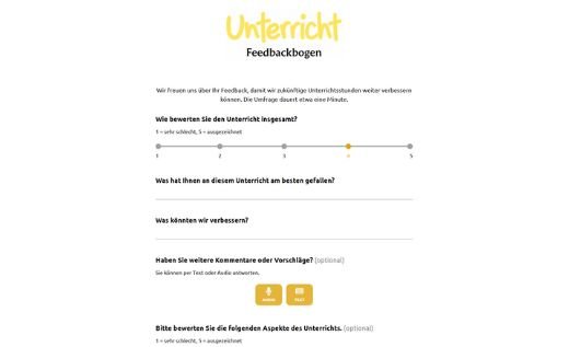 Feedbackbogen zum Unterricht