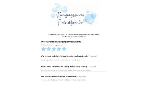 Reinigungsservice-Feedbackformular