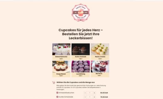 Bestellformular für Online-Cupcakes-Shop