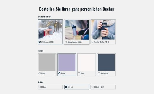 Bestellformular für personalisierte Becher