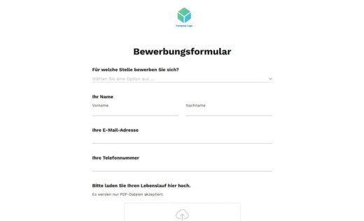 Bewerbungsformular mit CV-Upload