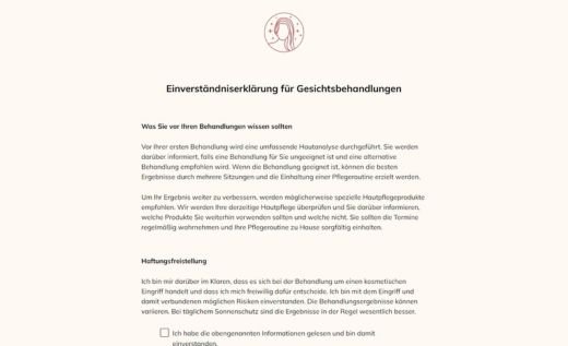 Gesichtsbehandlungsformular