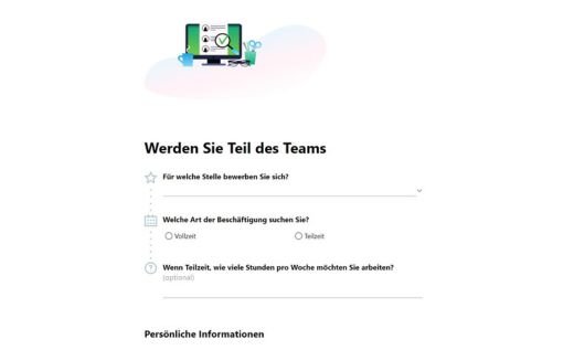 Kostenloses Bewerbungsformular