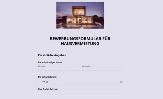 Hausmietbewerbung