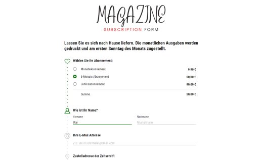 Abonnement-Bestellformular