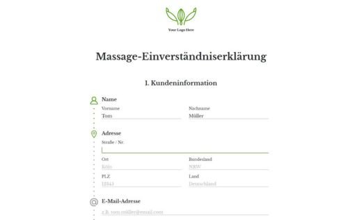 Massage-Einverständniserklärung