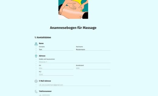 Massage-Anamnesebogen