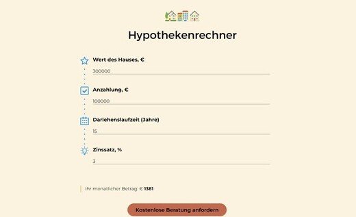 Hypothekenrechner mit Lead-Generierung