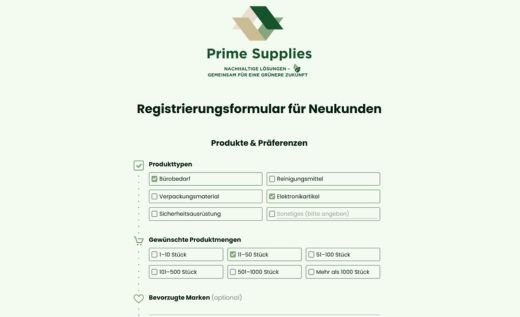 Neukunden-Registrierungsformular