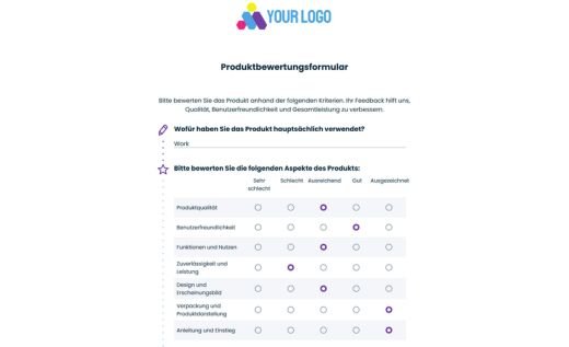 Produktbewertungsformular