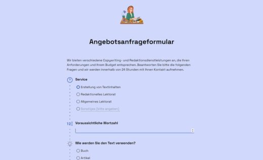 Angebotsanfrageformular