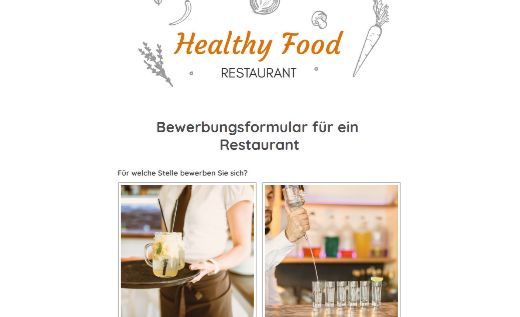Bewerbungsformular für ein Restaurant