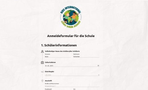 Anmeldeformular für Schulen