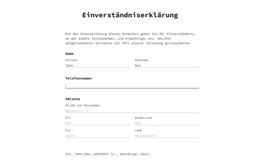 Allgemeine Einverständniserklärung