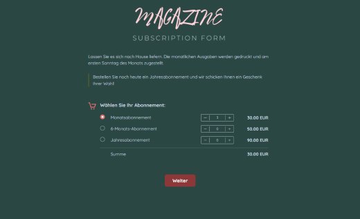 Abo-Formular mit Geschenkoptionen