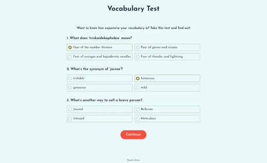 Vokabeltest mit Antworten