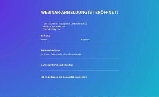 Webinar-Anmeldeformular