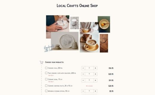 Commande d'artisanat avec inventaire