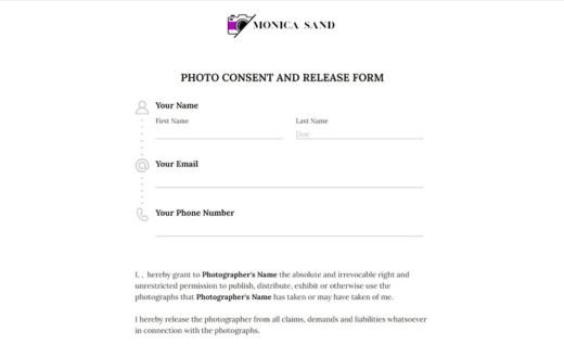 Formulaire de consentement photo