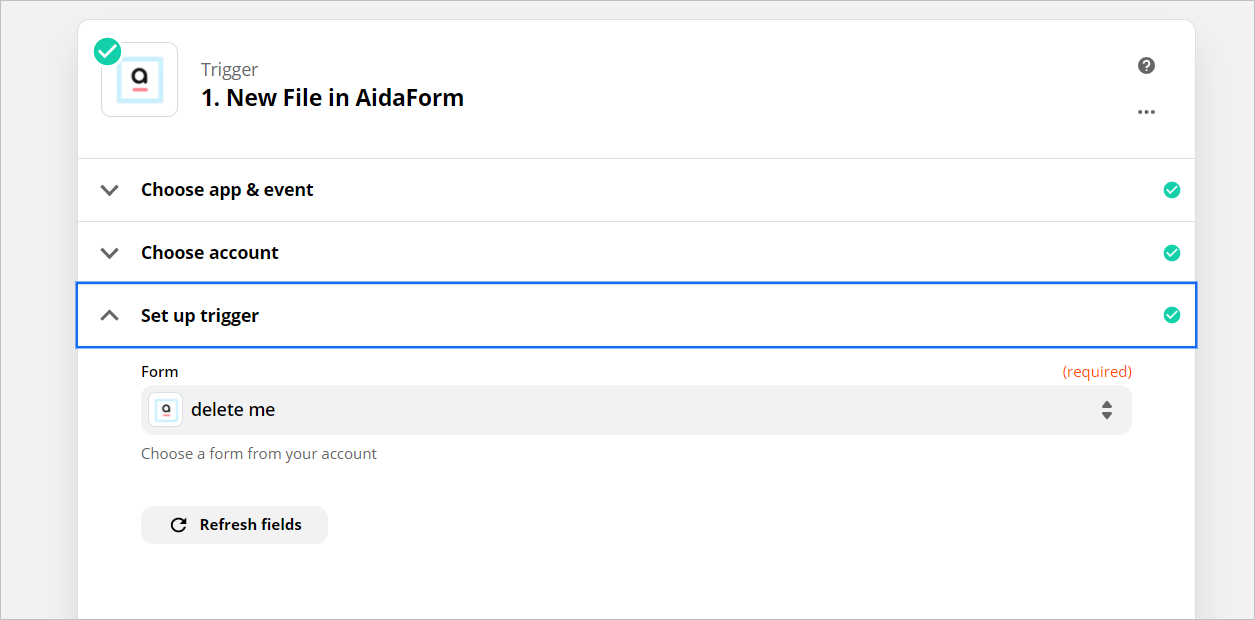 How to set up AidaForm + Google Drive Zapier integration