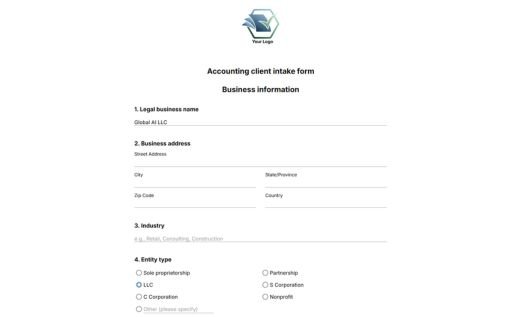 Accounting Client Intake Form