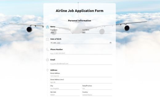 Airline Job Application Form