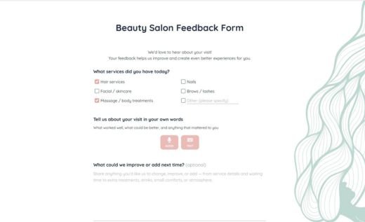 Beauty Salon Feedback Form