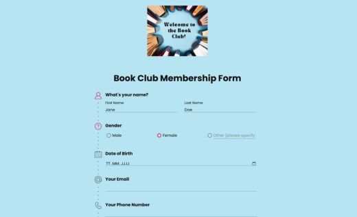 Book Club Registration Form