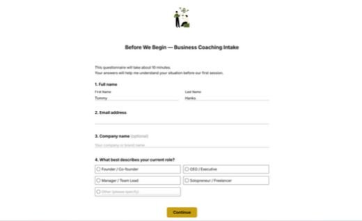 Business Coaching Intake Form