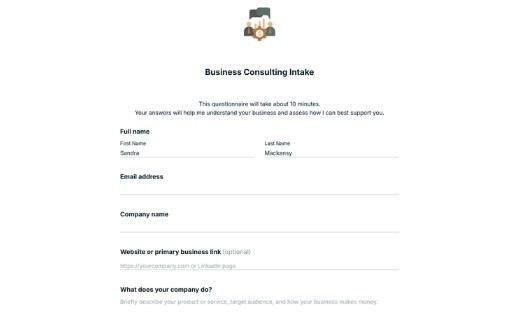 Business Consulting Intake Form