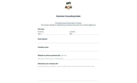 Business Consulting Intake Form