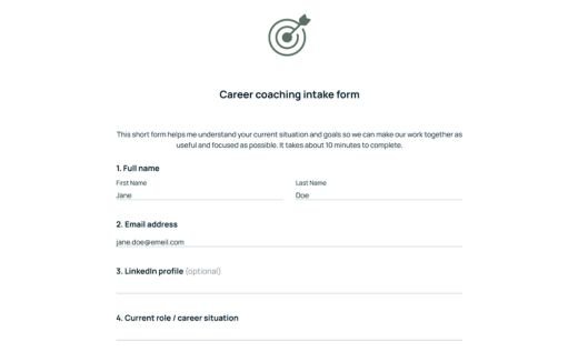 Career Coaching Intake Form