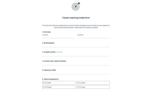 Career Coaching Intake Form