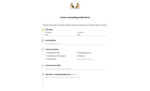 Career Counseling Intake Form