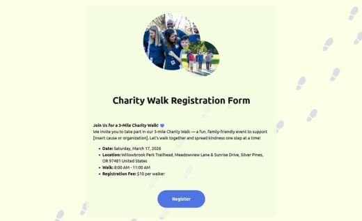 Charity Walk Registration Form