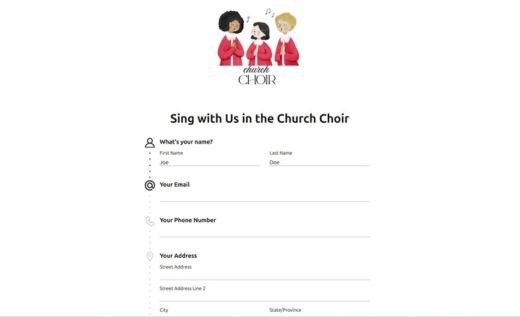 Church Choir Registration Form