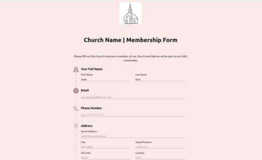 Church Membership Form