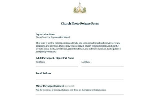 Church Photo Release Form