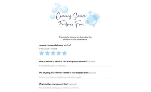 Cleaning Service Feedback Form