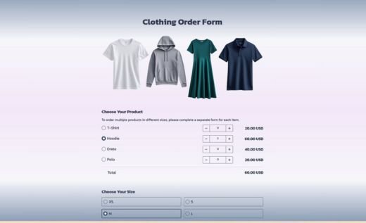 Clothing Order Form - FREE