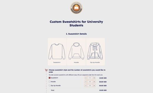 Sweatshirt Order Form