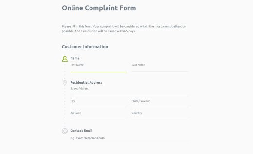 Customer Complaint Form