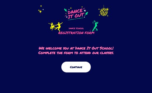 Formulaire d'inscription à la danse