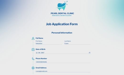 Dental Job Application Form
