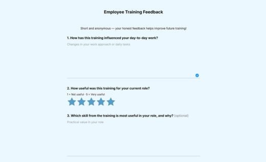Employee Training Feedback Form